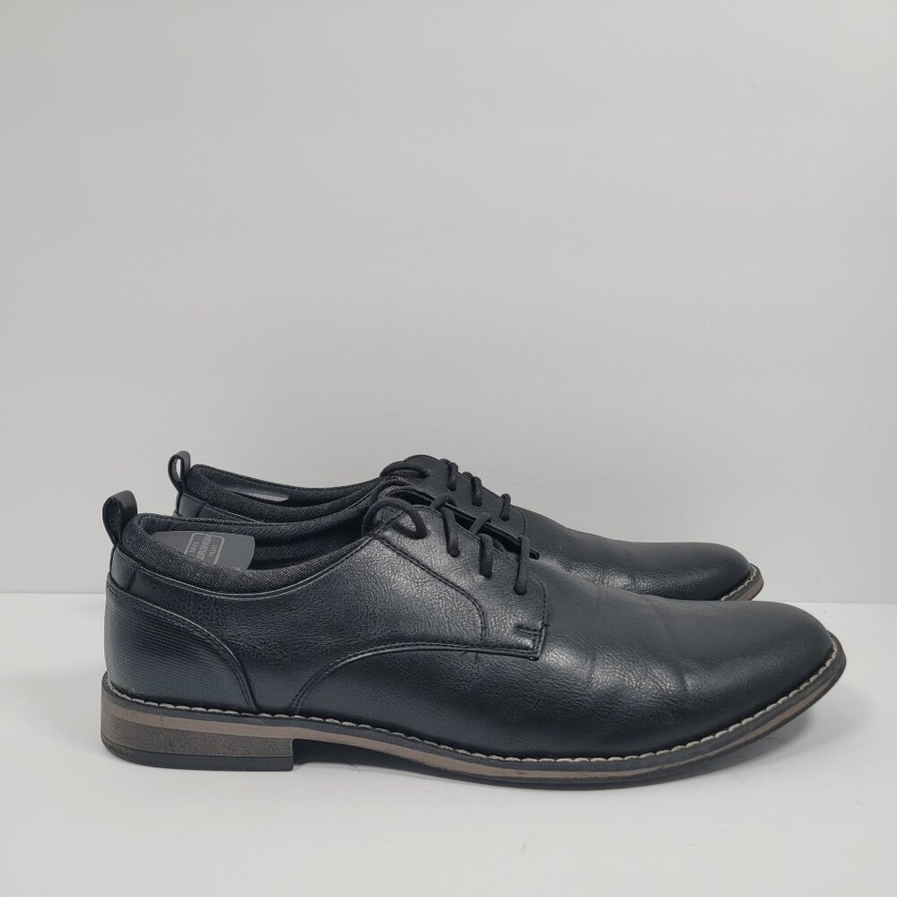 Perry Ellis Pacino Men's Black Faux Leather Oxford Shoes US Size 12